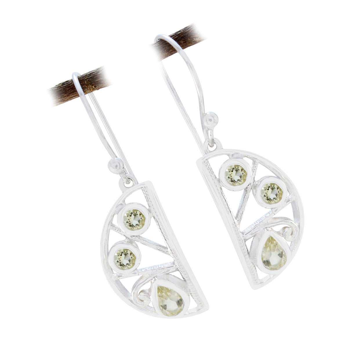 Lemon-Quartz-Mexican-Aurora-multiple-Dangle-Yellow-925-Sterling-Silver-Earring