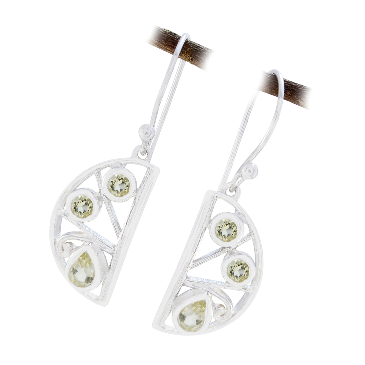 Lemon-Quartz-Mexican-Aurora-multiple-Dangle-Yellow-925-Sterling-Silver-Earring