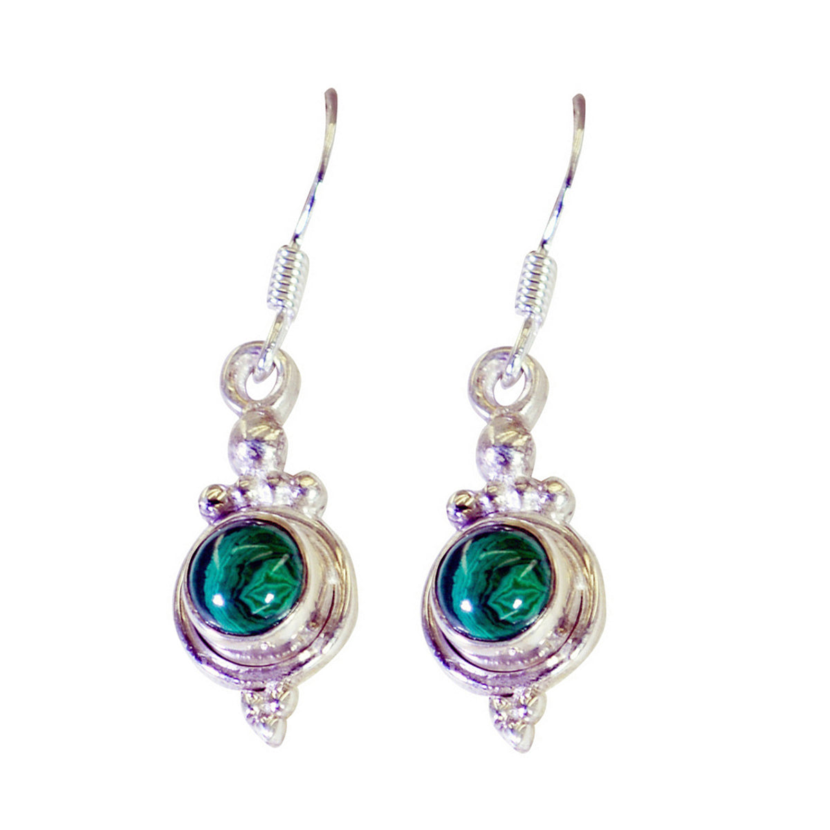 Malachite-French-Lucia-multiple-Dangle-Green-925-Sterling-Silver-Earring メイン画像