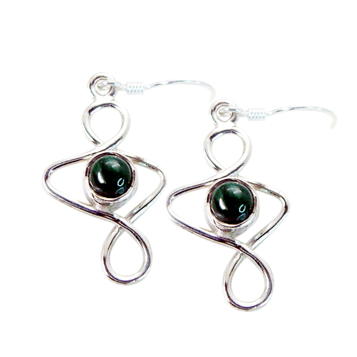Malachite-Russian-Marie-Solitaire-Dangle-Green-925-Silver-Earring Imagen principal del producto