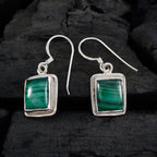 Malachite-Moroccan-Mathilde-Solitaire-Dangle-Green-Silver-Earring