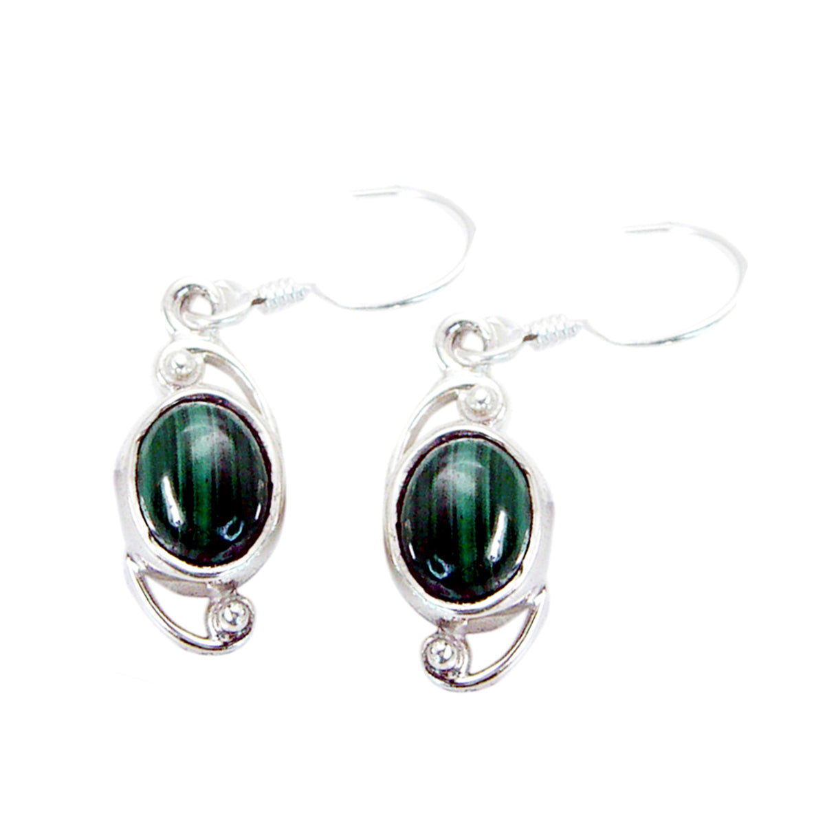 Malachite-Egyptian-Maya-Solitaire-Dangle-Green-925-Sterling-Silver-Earring