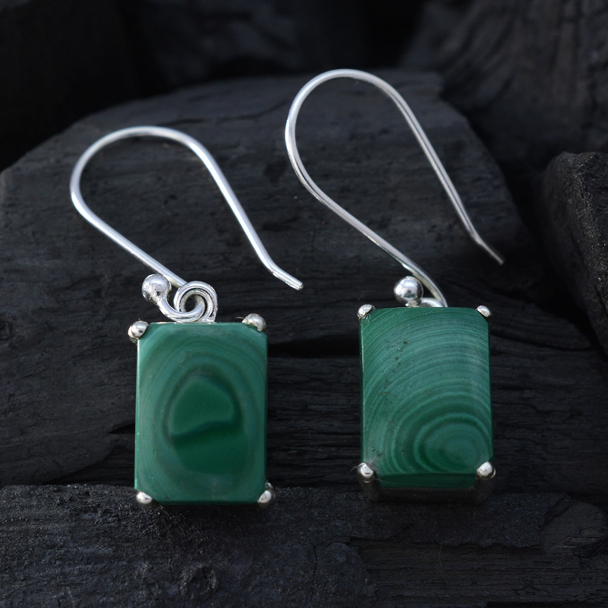 Malachite-Turkish-Nella-Solitaire-Dangle-Green-925-Silver-Earring