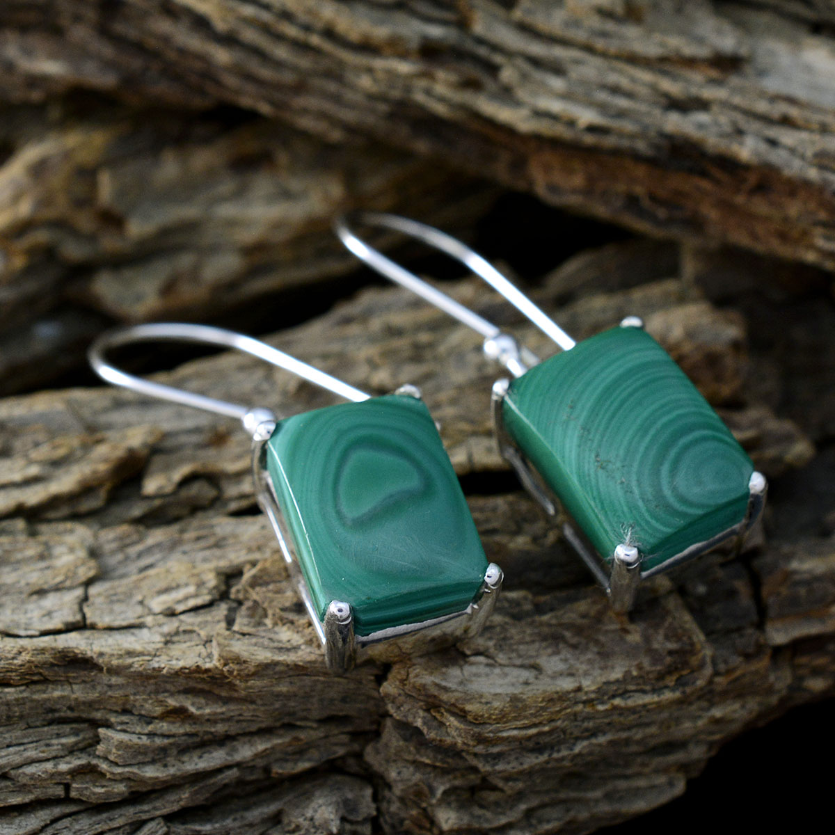 Malachite-Turkish-Nella-Solitaire-Dangle-Green-925-Silver-Earring