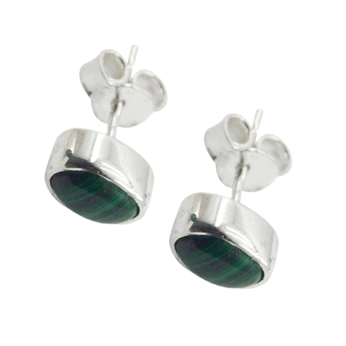 Malachite-Middle-Eastern-Nova-Solitaire-Stud-Green-925-Sterling-Silver-Earring