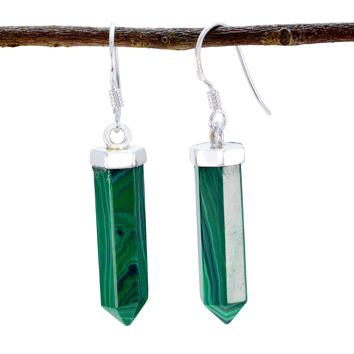Malachite-Spanish-Penelope-multiple-Dangle-Green-Silver-Earring Imagen principal del producto