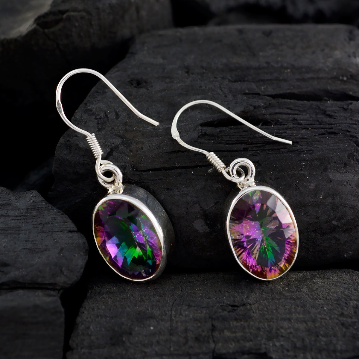 Mystic-Quartz-Australian-Lily-multiple-Dangle-multicolor-Silver-Earring