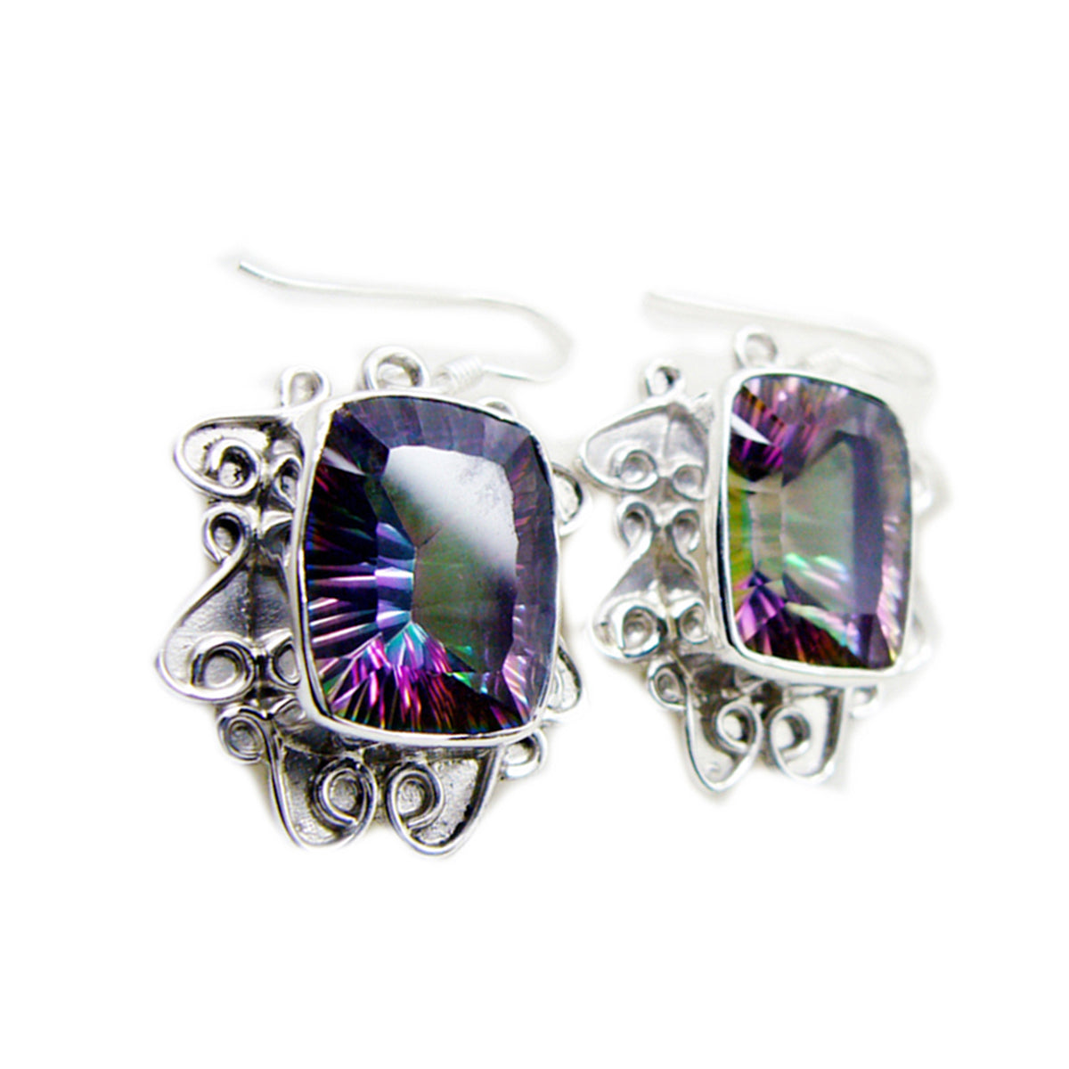 Mystic-Quartz-Italian-Violet-multiple-Dangle-multicolor-925-Silver-Earring
