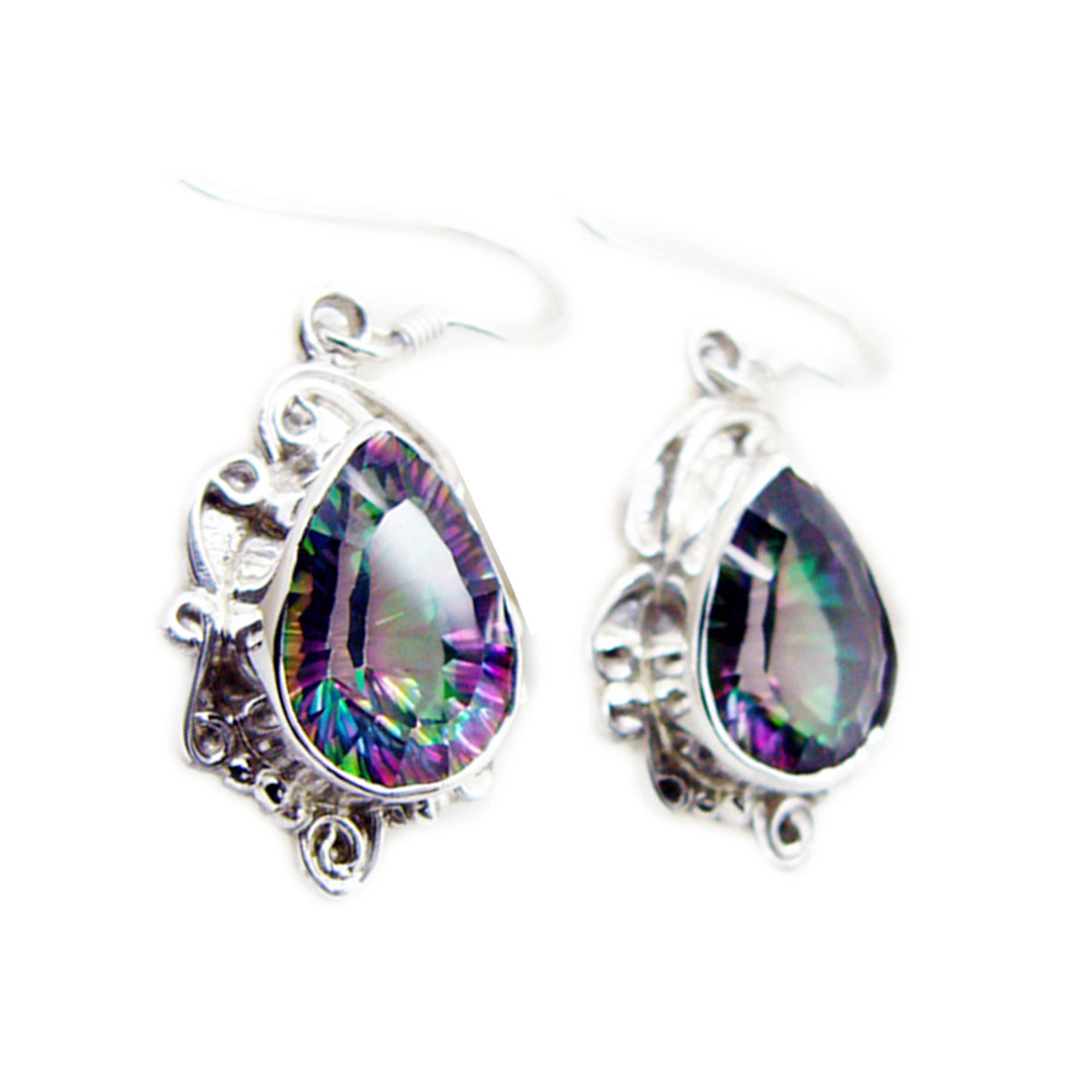 Mystic-Quartz-German-Chen-multiple-Dangle-multicolor-Silver-Earring メイン画像