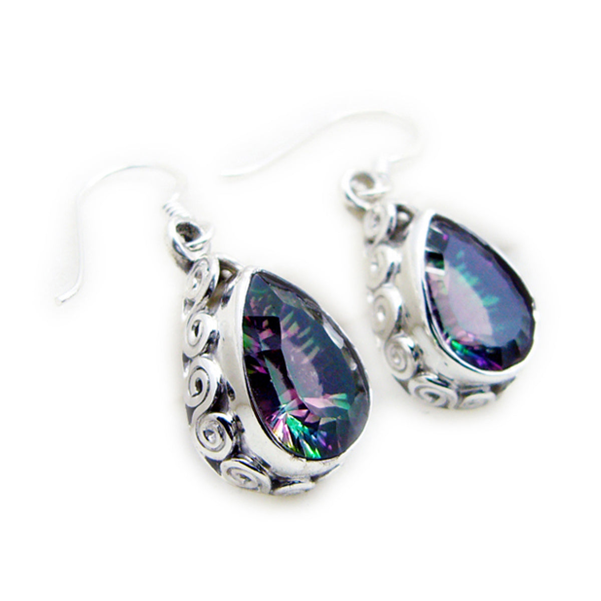 Mystic Quartz Japanse Hua meervoudige Dangle multicolor 925 Zilveren Oorbel Secundaire afbeelding