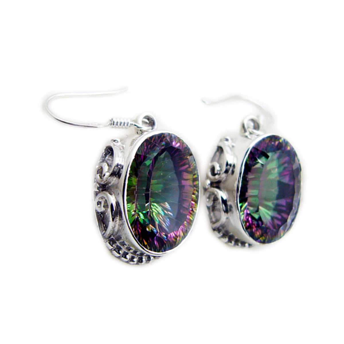 Mystic-Quartz-Italian-Jia-multiple-Dangle-multicolor-Silver-Earring メイン画像