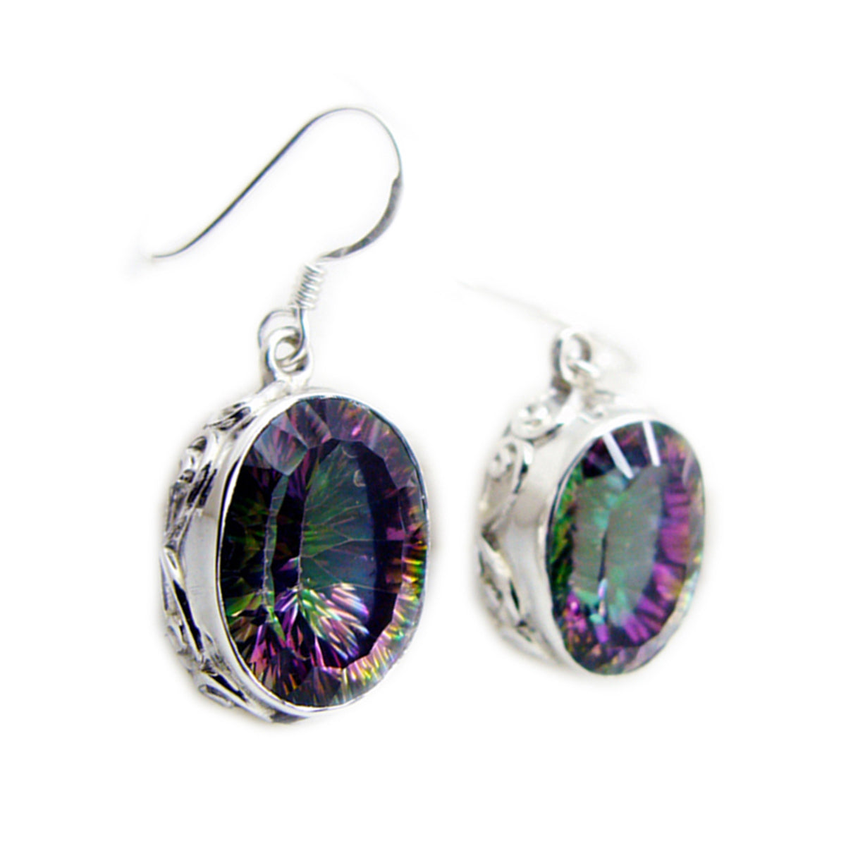 Mystic-Quartz-Spanish-Ling-multiple-Dangle-multicolor-925-Sterling-Silver-Earring Hoofdafbeelding