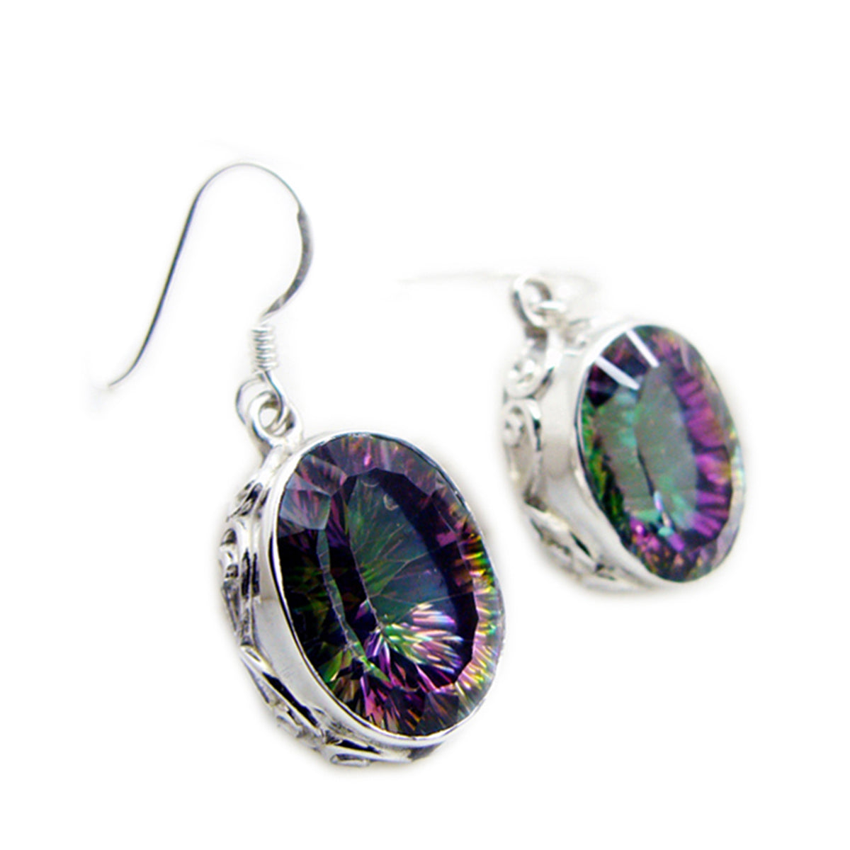 Mystic Quartz Spaanse Ling meervoudige Dangle multicolor 925 Sterling Zilveren Oorbel Secundaire afbeelding