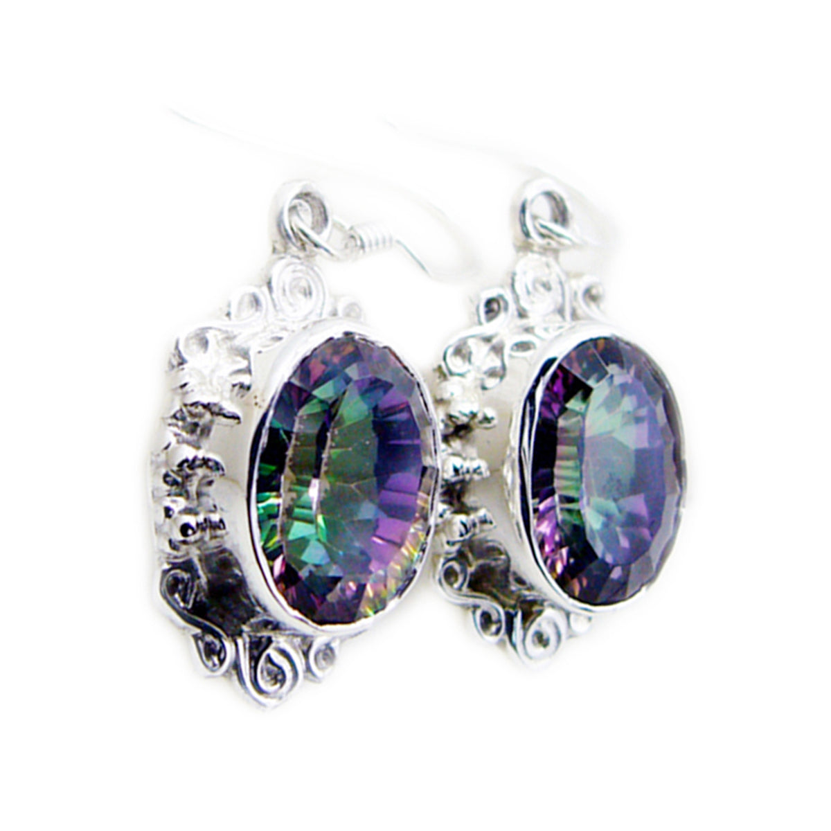 Mystic-Quartz-French-Min-seo-multiple-Dangle-multicolor-Sterling-Silver-Earring メイン画像