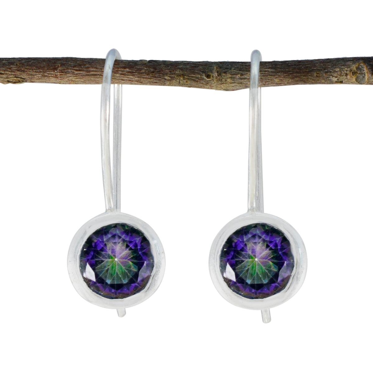Mystic-Quartz-Italian-Aaliyah-Solitaire-Dangle-multicolor-925-Silver-Earring Imagen principal del producto