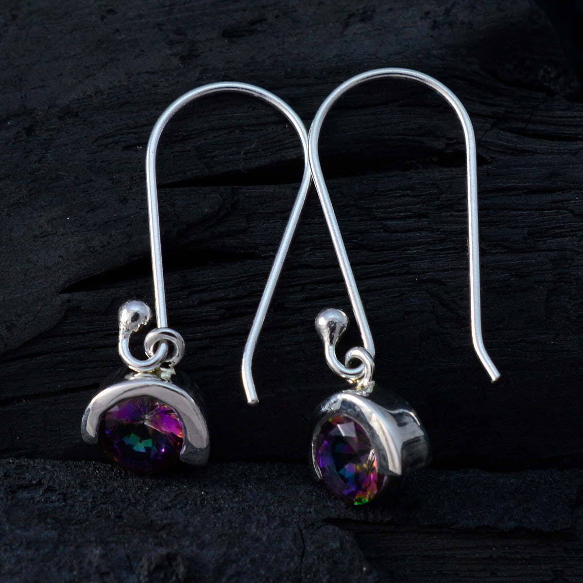 Mystic Quartz Duitse Amelia Solitaire Dangle veelkleurige 925 Sterling Zilveren Oorbel Secundaire afbeelding