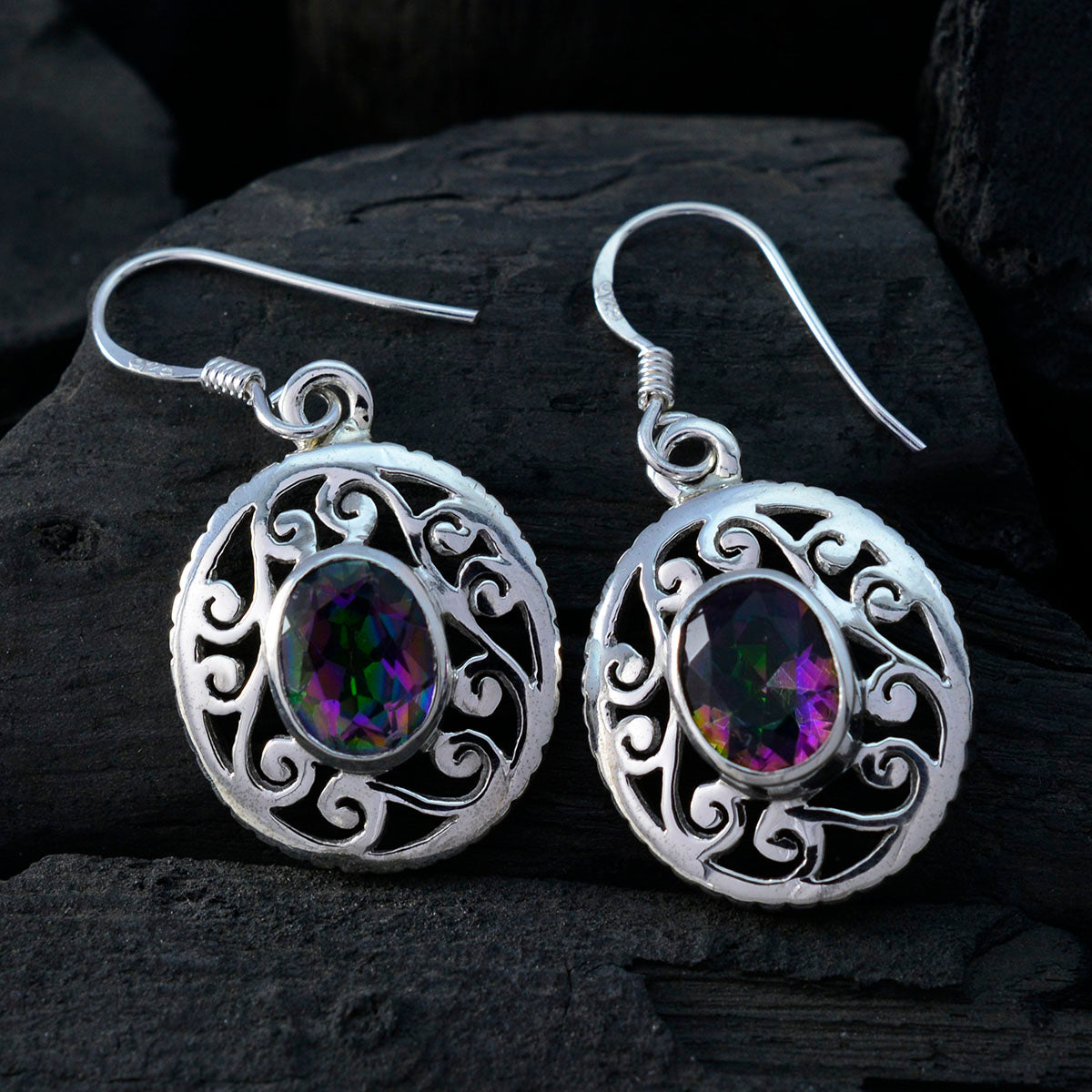 Mystic-Quartz-Egyptian-Ella-Solitaire-Dangle-multicolor-925-Silver-Earring