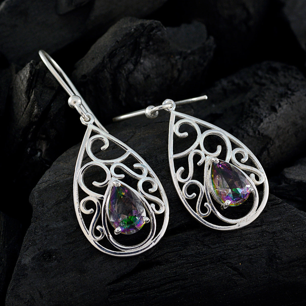 Mystic-Quartz-Latin-American-Fernanda-Solitaire-Dangle-multicolor-92.5-Silver-Earring