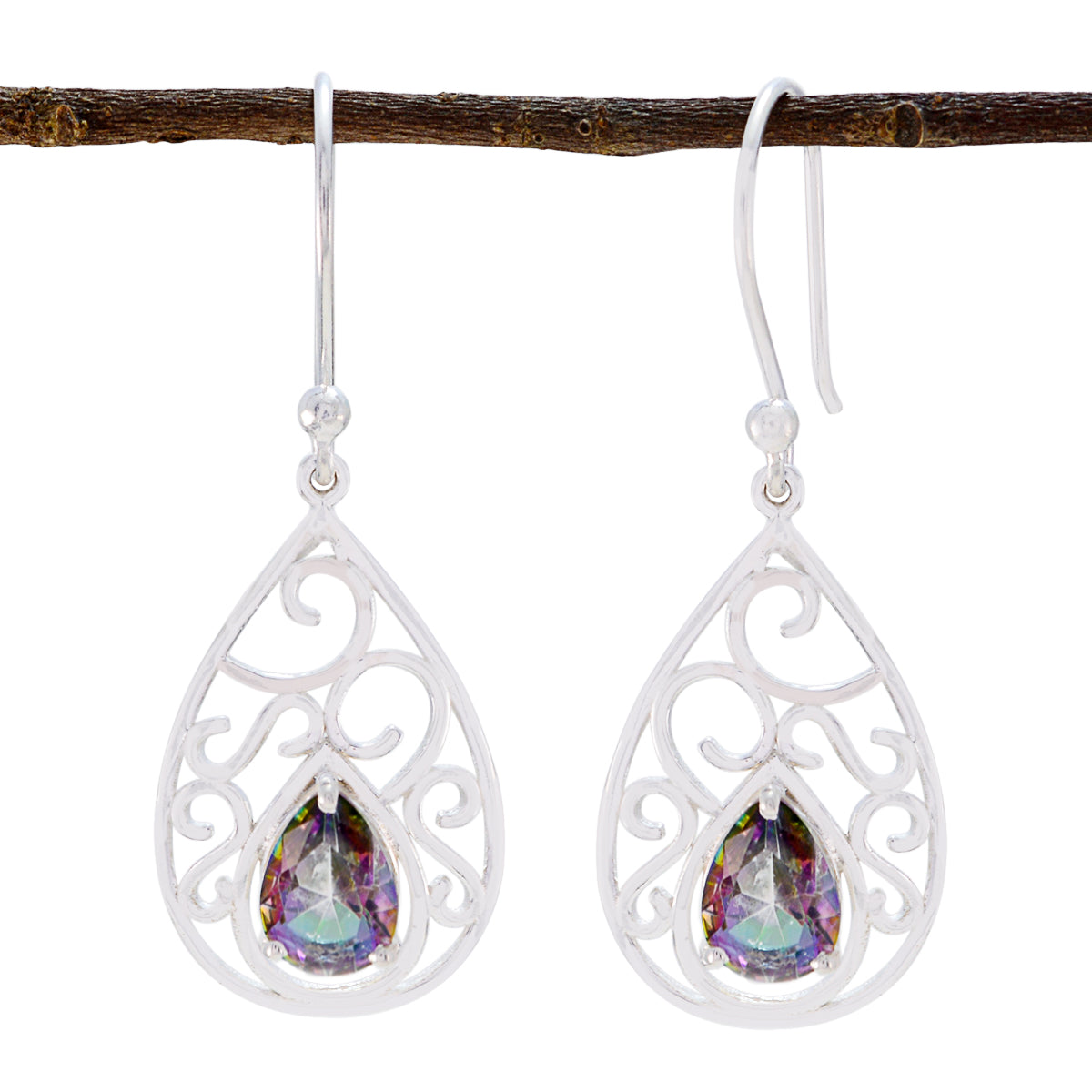 Mystic-Quartz-Latin-American-Fernanda-Solitaire-Dangle-multicolor-92.5-Silver-Earring Main image