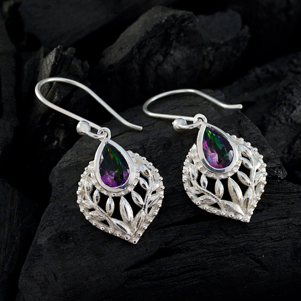 Mystic-Quarz-Französischer-Florencia-Solitär-Ohrhänger-Mehrfarbig-925-Sterling-Silber