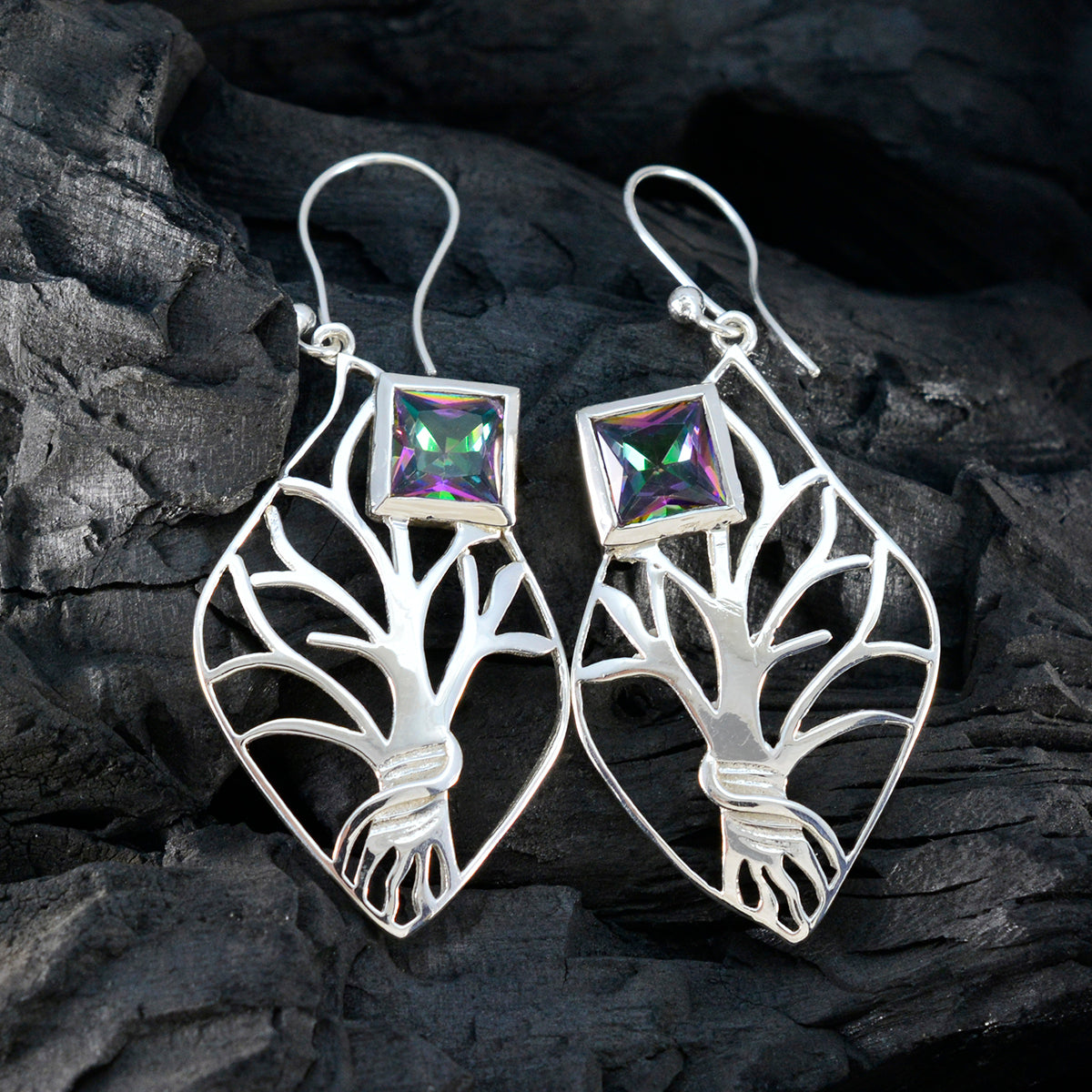 Mystic-Quartz-Russian-Isadora-Solitaire-Dangle-multicolor-925-Sterling-Silver-Earring