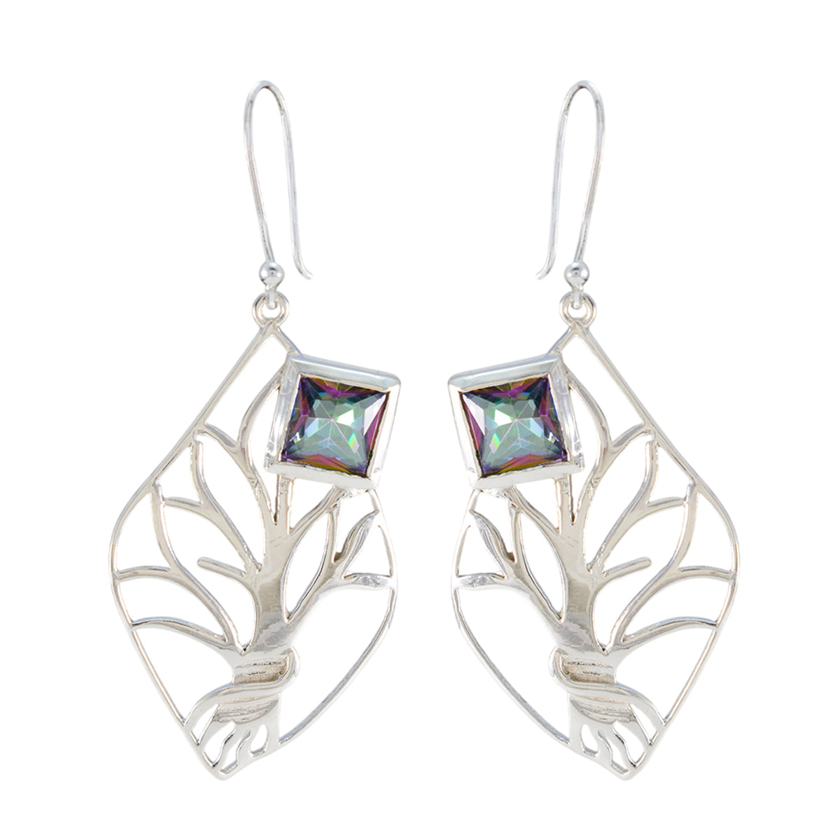Mystic-Quartz-Russian-Isadora-Solitaire-Dangle-multicolor-925-Sterling-Silver-Earring Image principale du produit