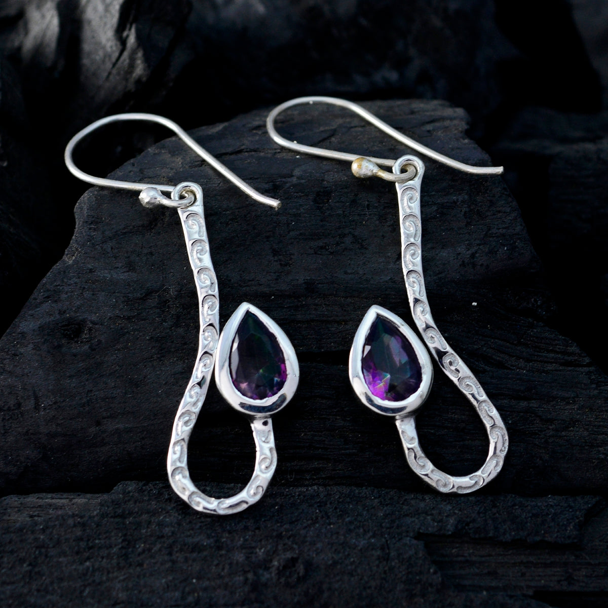 Mystic-Quartz-Moroccan-Ivana-Solitaire-Dangle-multicolor-Silver-Earring