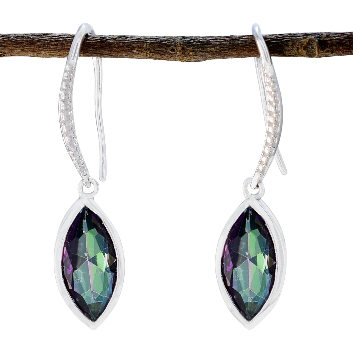 Mystic-Quartz-American-Julia-Solitaire-Dangle-multicolor-Silver-Earring メイン画像