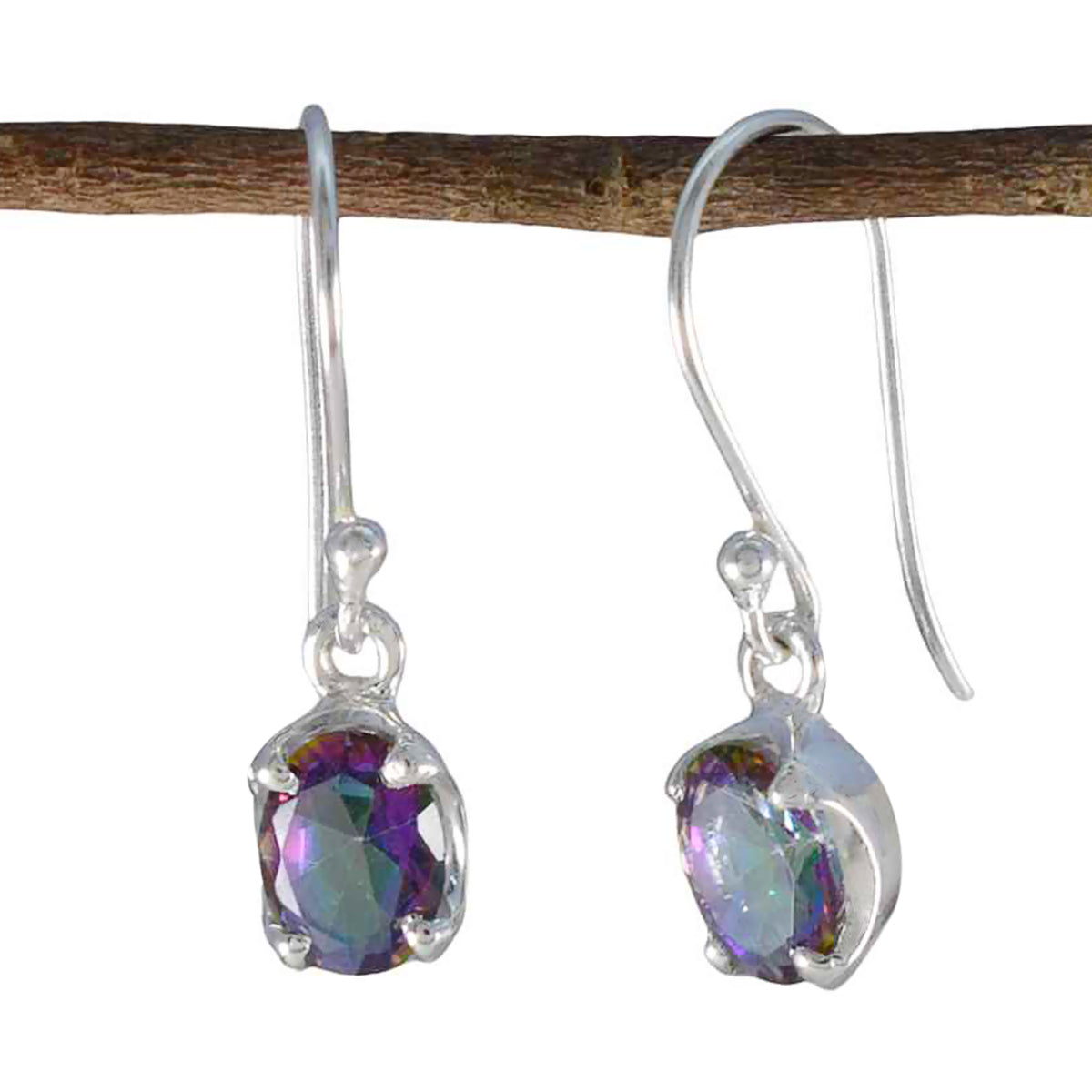 Mystic-Quartz-Korean-Julieta-Solitaire-Dangle-multicolor-Sterling-Silver-Earring メイン画像