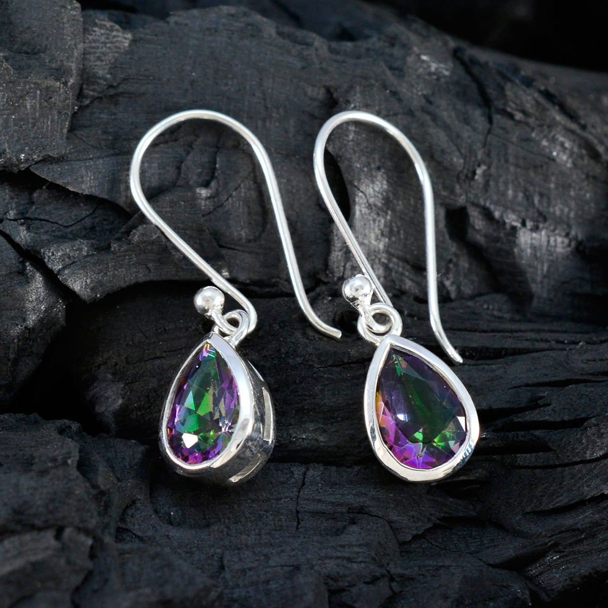 Mystic Quartz Franse Ha-eun Solitaire Dangle multicolor 92,5 Zilveren Oorbel Secundaire afbeelding