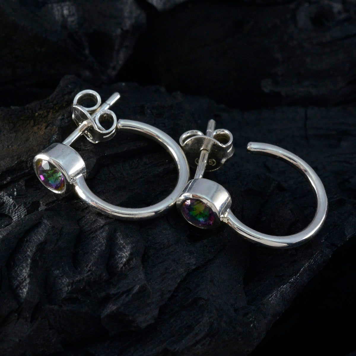 Mystic-Quartz-Mexican-Luisa-Solitaire-Stud-multicolor-Silver-Earring