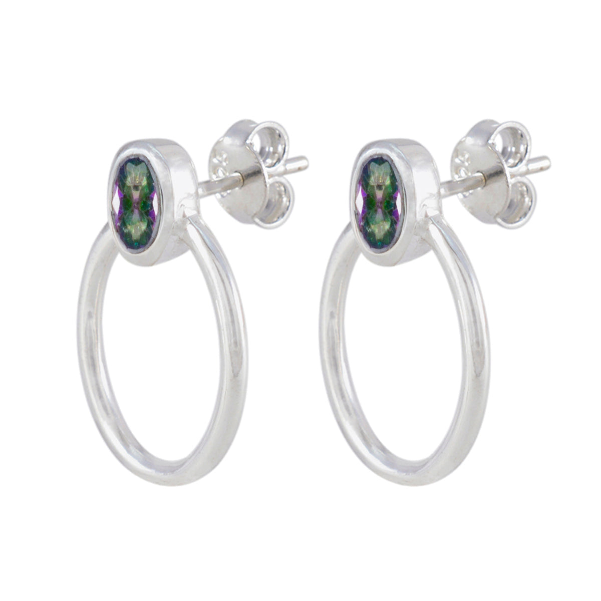 Mystic Quartz African Savannah Solitaire Stud multicolor 925 Silver Earring Secondary image