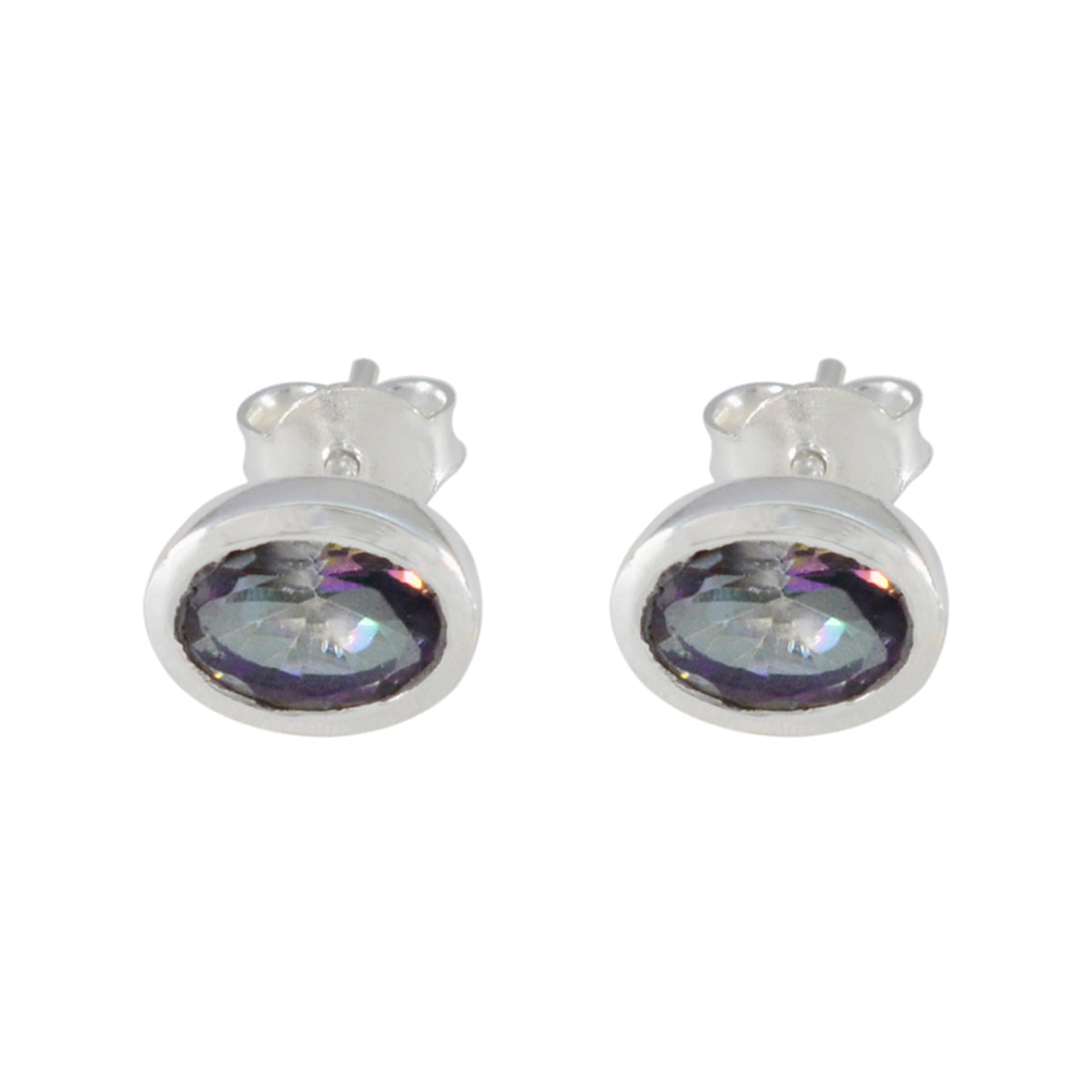 Mystic-Quartz-French-Mei-Solitaire-Stud-multicolor-92.5-Silver-Earring Imagen principal del producto