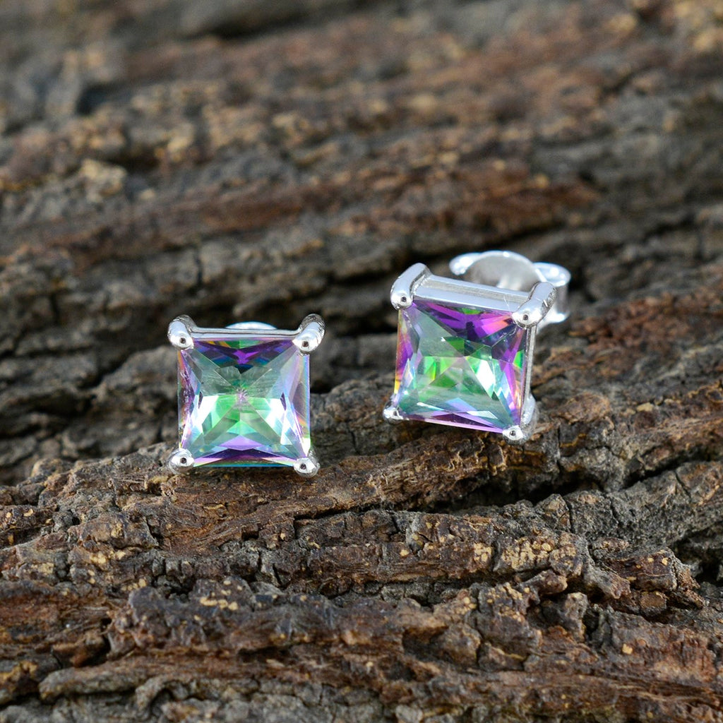 Mystic-Quartz-American-María-Solitaire-Stud-multicolor-925-Silver-Earring