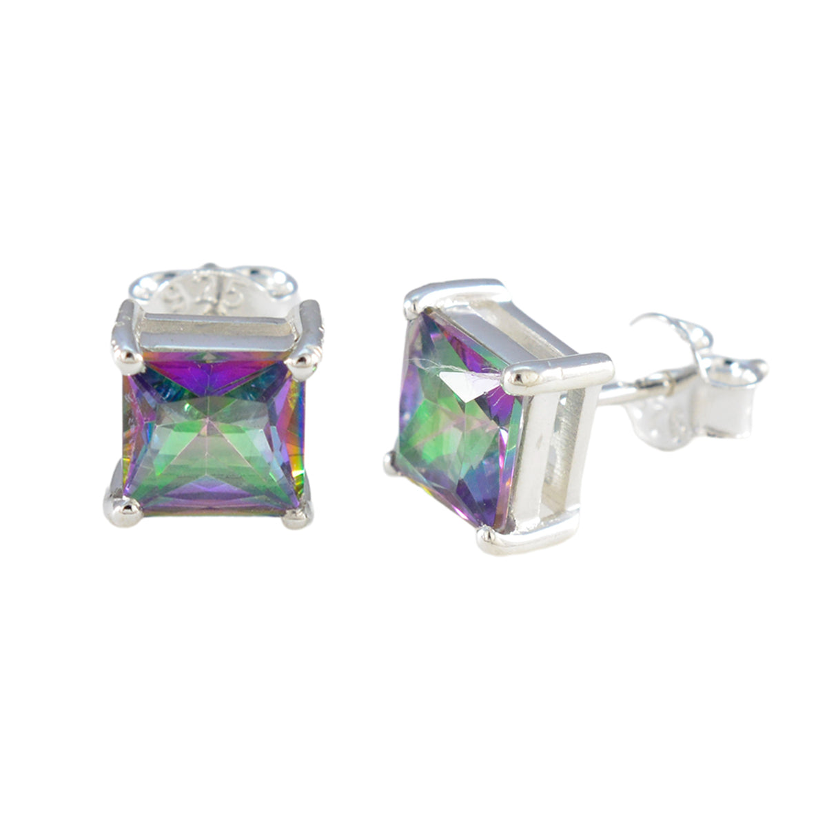 Mystic Quartz American María Solitaire Stud multicolor 925 Silver Earring Secondary image