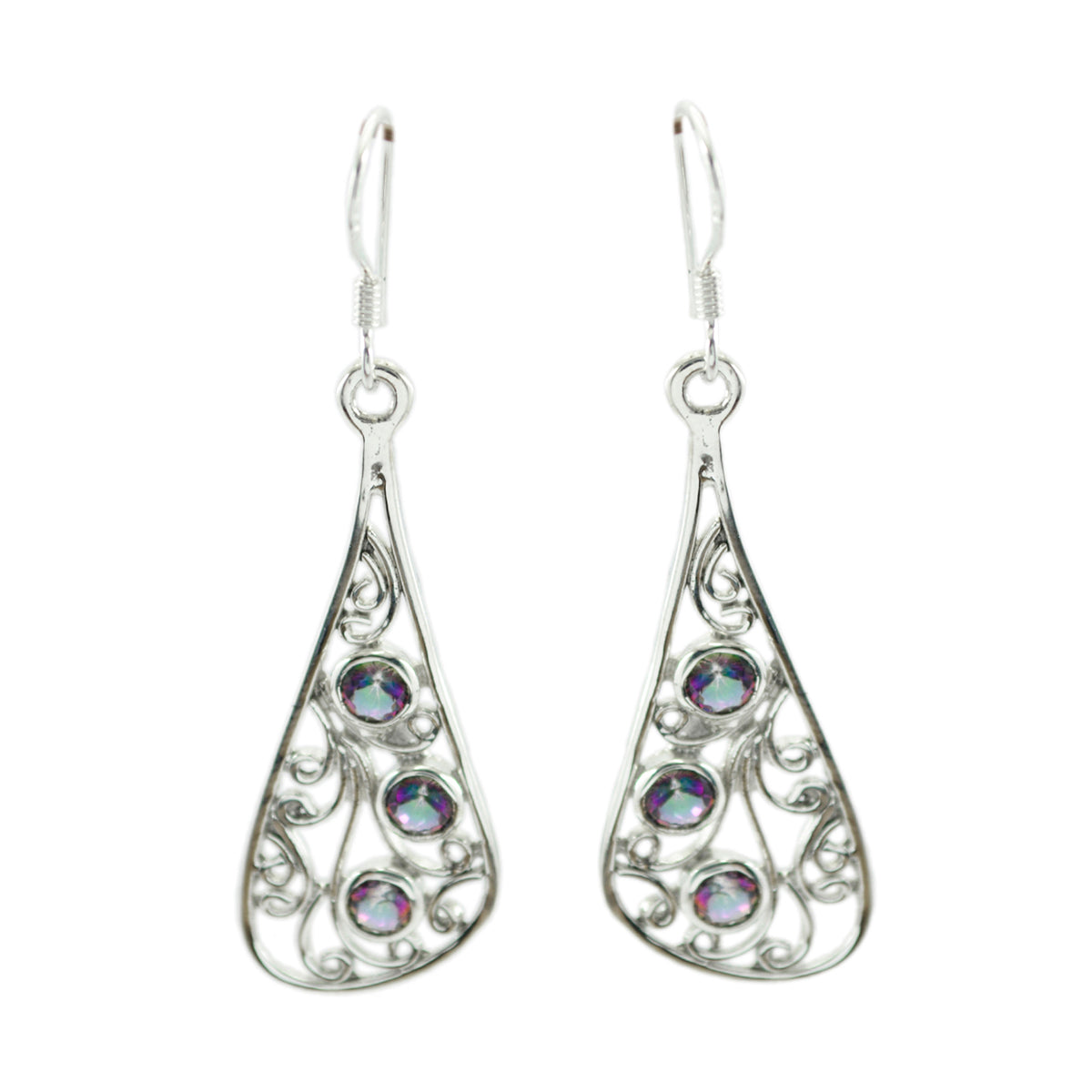 Mystic-Quartz-Middle-Eastern-Rosa-multiple-Dangle-multicolor-925-Silver-Earring