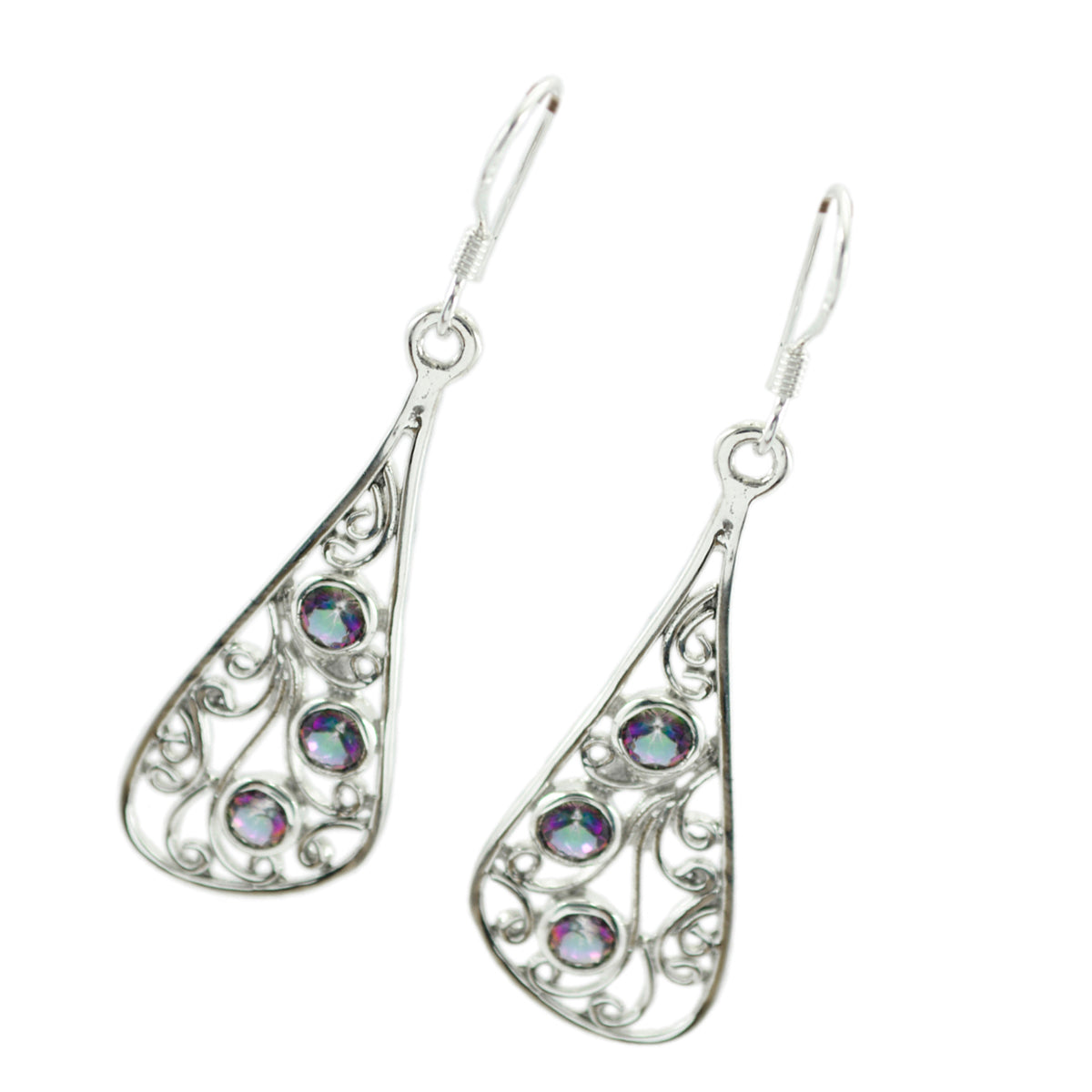 Mystic-Quartz-Middle-Eastern-Rosa-multiple-Dangle-multicolor-925-Silver-Earring