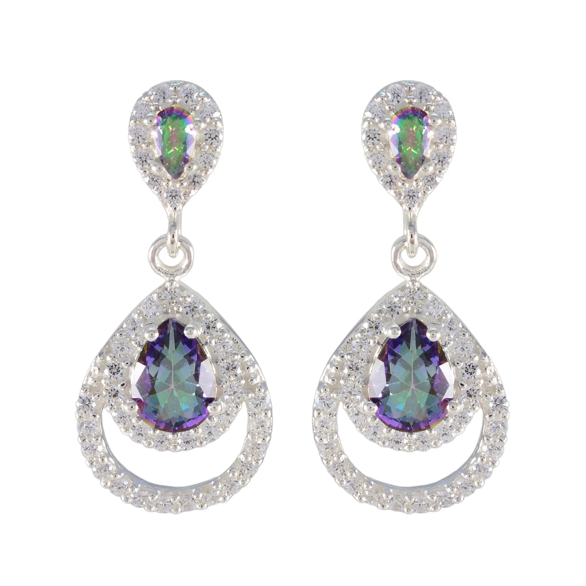 Mystic-Quartz-French-Yan-multiple-Stud-multicolor-Sterling-Silver-Earring Immagine principale del prodotto