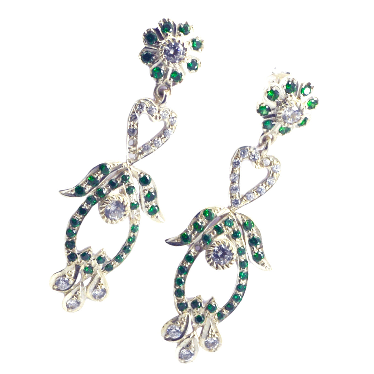 Multi-CZ-Indian-Dewi-multiple-Stud-multicolor-925-Silver-Earring