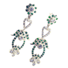 Multi-CZ-Indian-Dewi-multiple-Stud-multicolor-925-Silver-Earring
