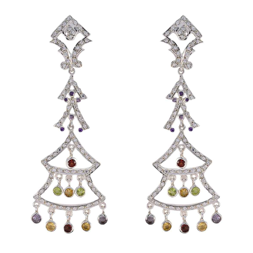 Multi-CZ-Indian-Kristine-multiple-Stud-multicolor-92.5-Silver-Earring