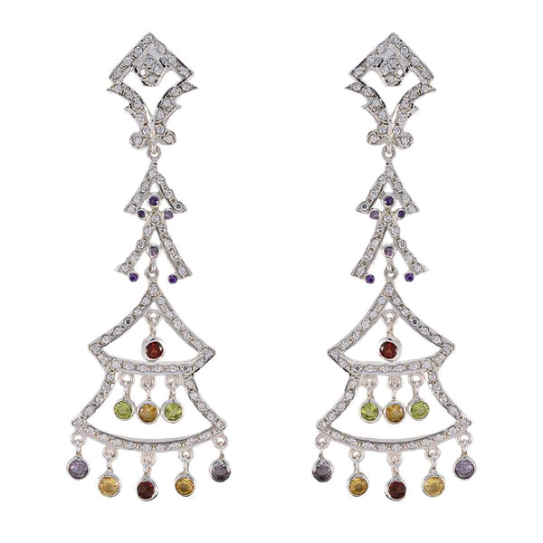 Multi-CZ-Indian-Kristine-multiple-Stud-multicolor-92.5-Silver-Earring