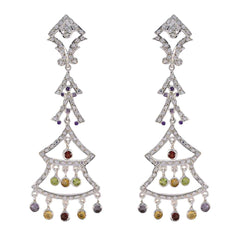 Multi-CZ-Indian-Kristine-multiple-Stud-multicolor-92.5-Silver-Earring