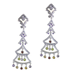Multi-CZ-Indian-Kristine-multiple-Stud-multicolor-92.5-Silver-Earring