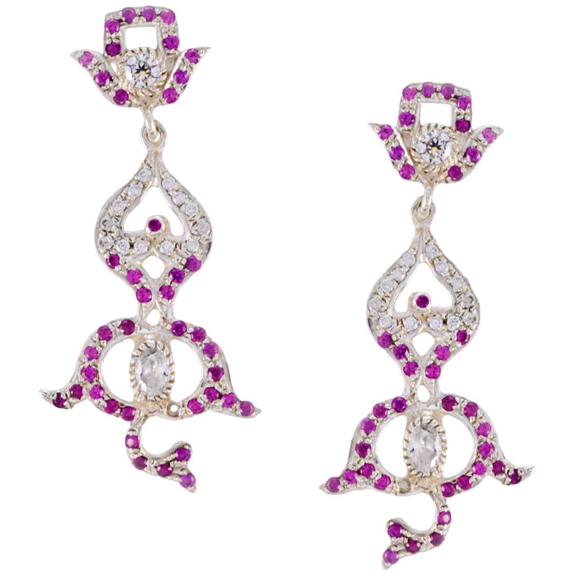 Multi-CZ-Indian-Lakshmi-multiple-Stud-multicolor-Sterling-Silver-Earring Huvudsaklig produktbild