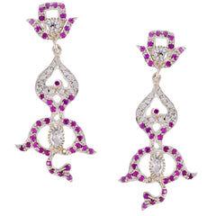 Multi-CZ-Indian-Lakshmi-multiple-Stud-multicolor-Sterling-Silver-Earring