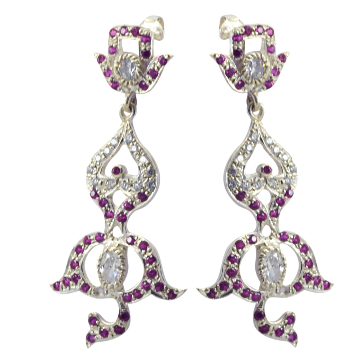 Multi-CZ-Indian-Lakshmi-multiple-Stud-multicolor-Sterling-Silver-Earring