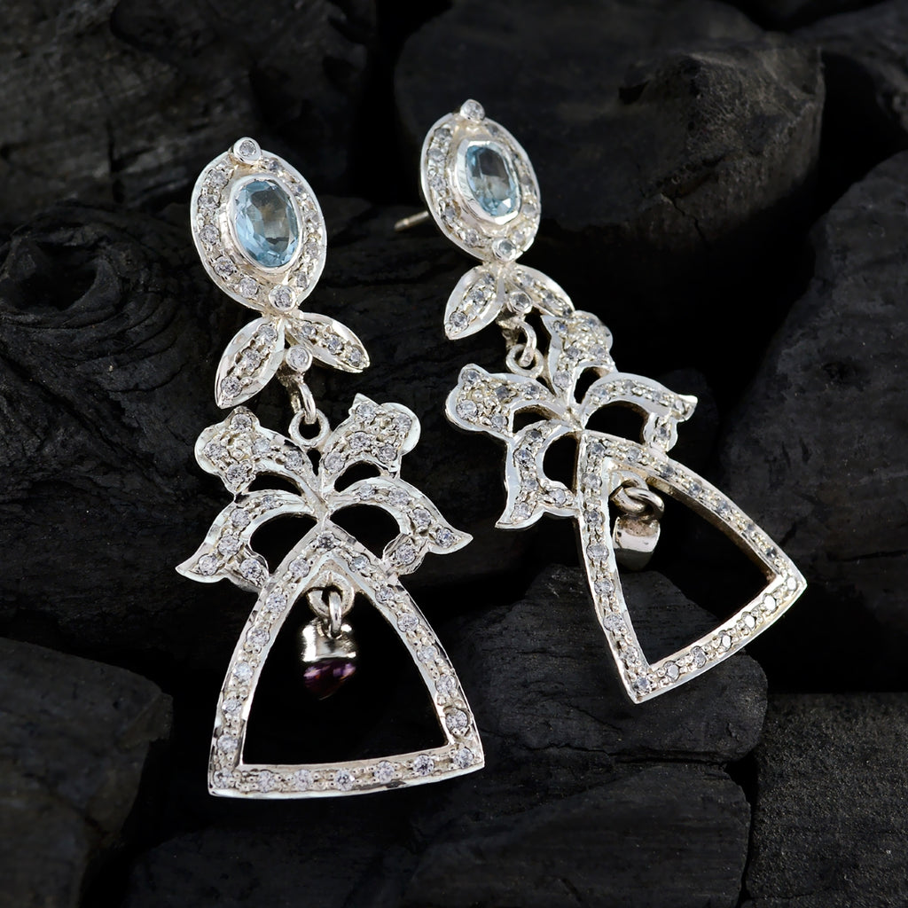 Multi-CZ-Indian-Ananya-Multiple-Stud-Multicolor-925-Silber-Ohrring