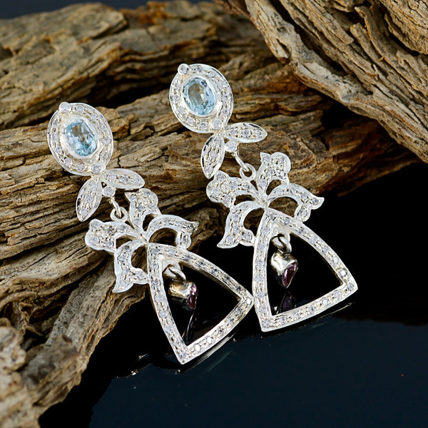 Multi-CZ-Indian-Ananya-Multiple-Stud-Multicolor-925-Silber-Ohrring