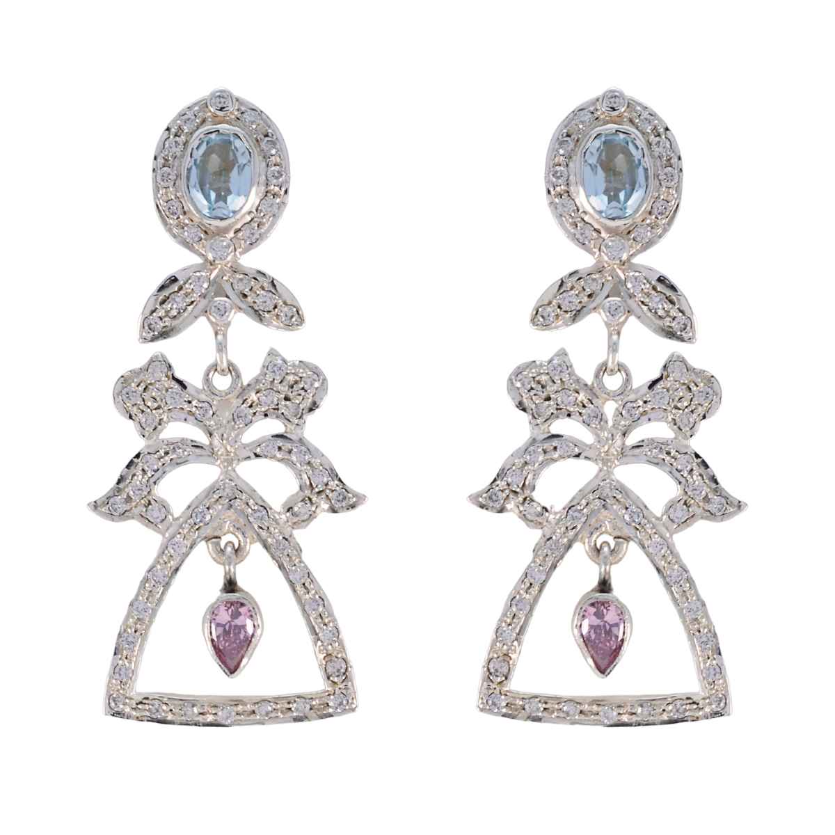 Multi-CZ-Indian-Ananya-multiple-Stud-multicolor-925-Silver-Earring Главное изображение товара